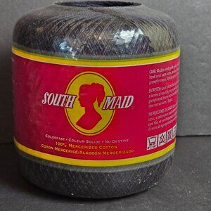 Vintage South Maid 100% Mercerized Cotton Yarn 350 Yards Size 10 Black Colorfast